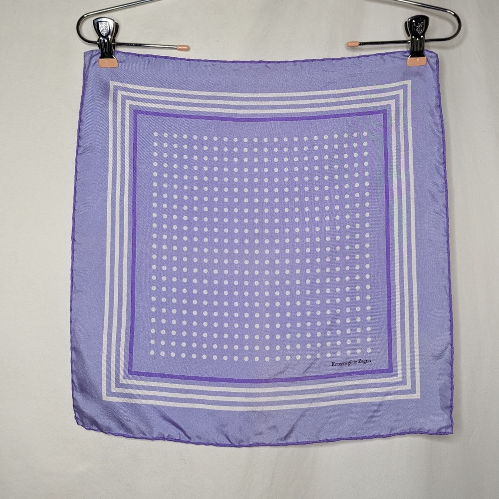 Ermenegildo Zegna Men's Purple Lilac Dotted Pattern Pocket Square